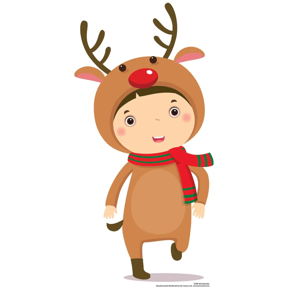 SC987 Christmas Reindeer Boy Mini Cardboard Cutout Standee Front