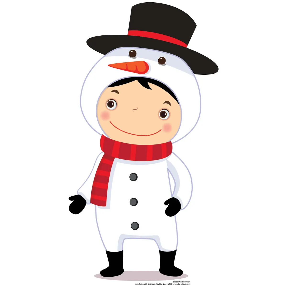 SC988 Christmas Snowman Boy Mini Cardboard Cutout Standee Front