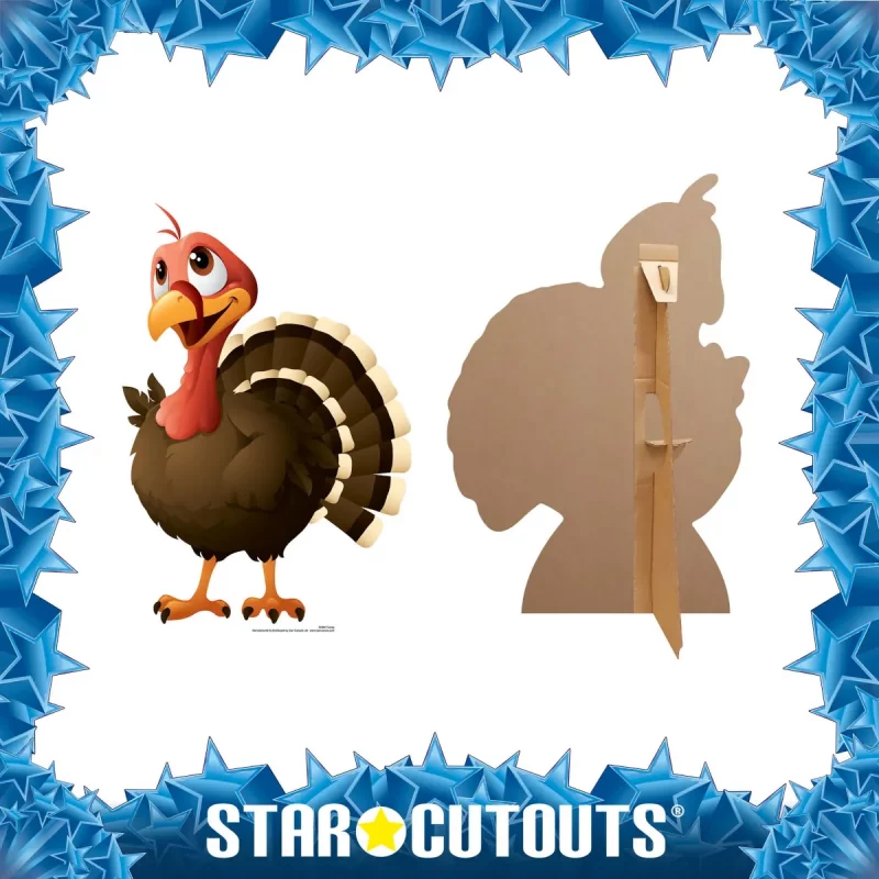 SC990 Cartoon Christmas Turkey Mini Cardboard Cutout Standee Frame
