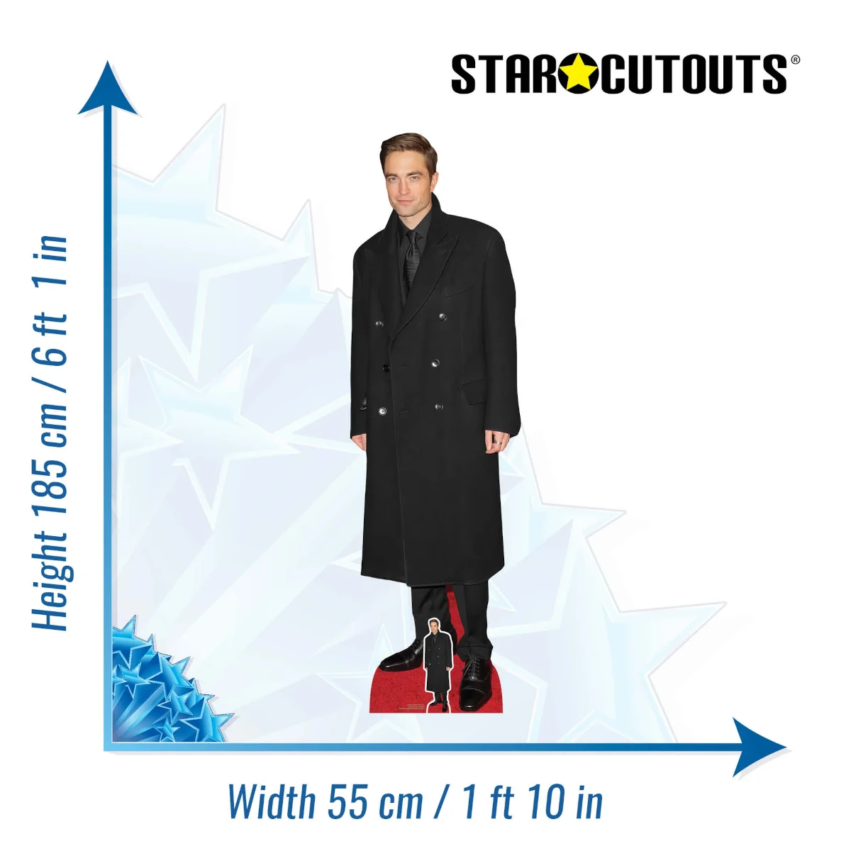 CS967 Robert Pattinson 'Long Black Coat' (English Actor) Lifesize + Mini Cardboard Cutout Size
