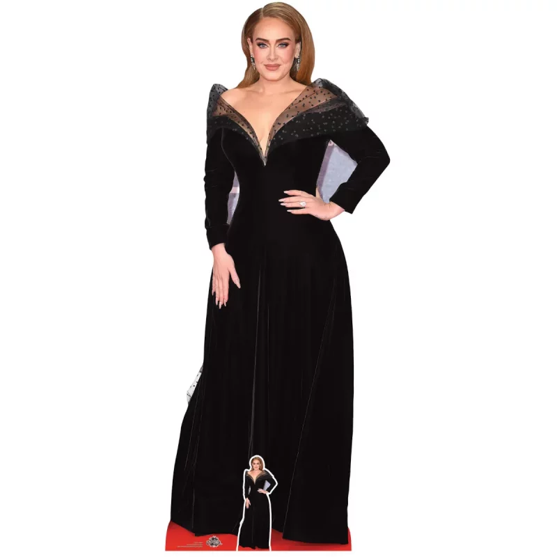 CS971 Adele 'Black Dress' (British SingerSongwriter) Lifesize + Mini Cardboard Cutout Standee Front