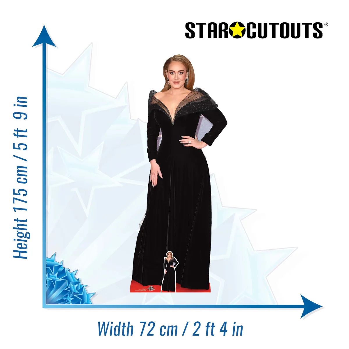 CS971 Adele 'Black Dress' (British SingerSongwriter) Lifesize + Mini Cardboard Cutout Standee Size