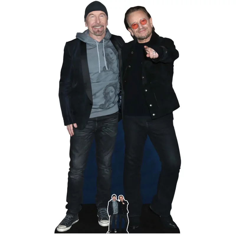 CS991 Bono & The Edge (U2) Double Lifesize + Mini Cardboard Cutout Standee Front