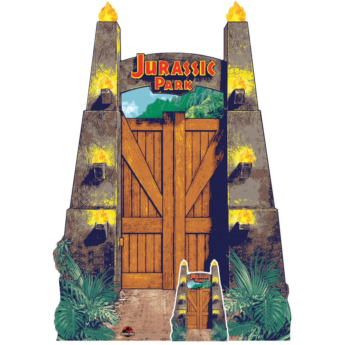 SC4079 Jurassic Park Entrance Sign Official Medium + Mini Cardboard Cutout Standee Front