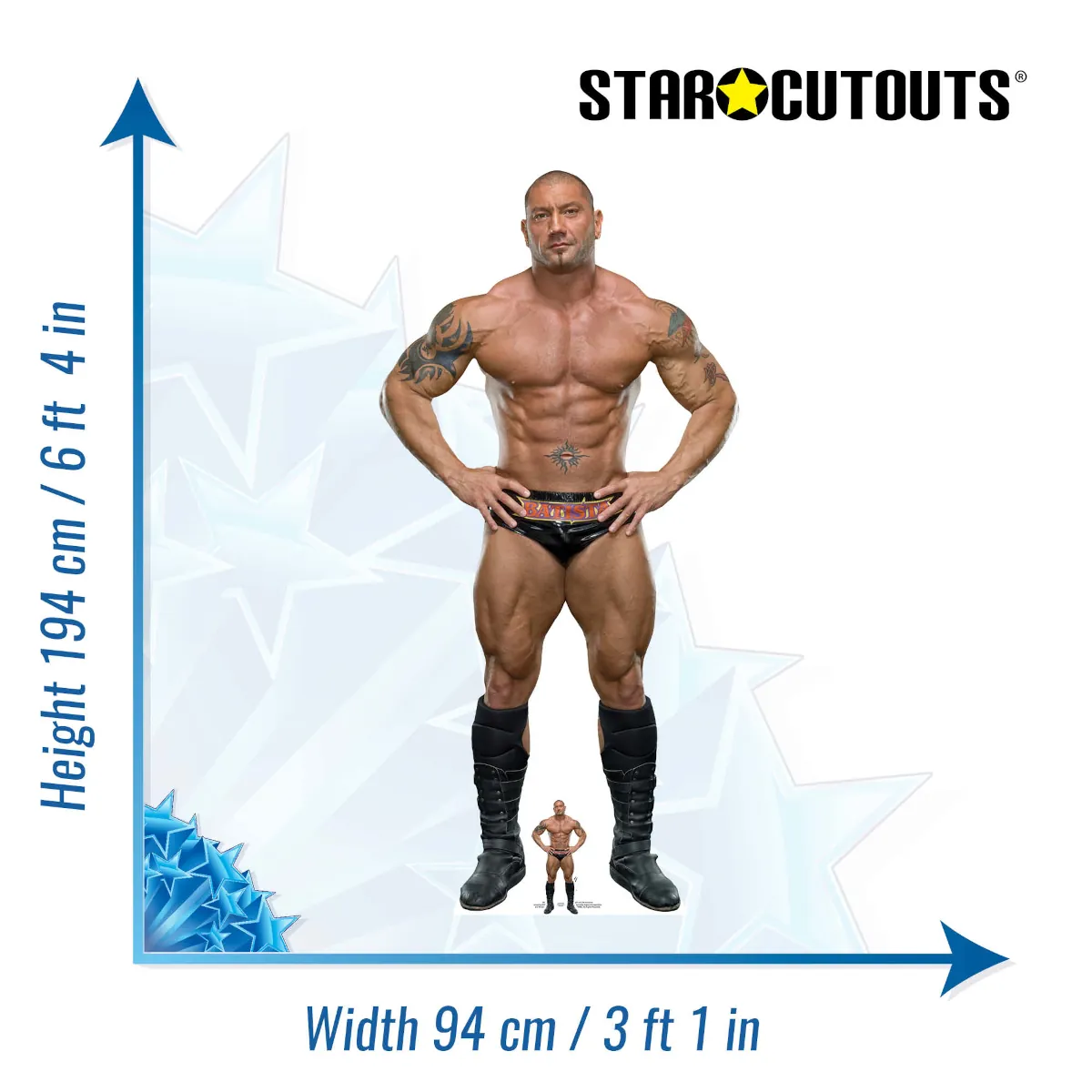 SC4096 Dave Bautista (WWE) Official Lifesize + Mini Cardboard Cutout Standee Size