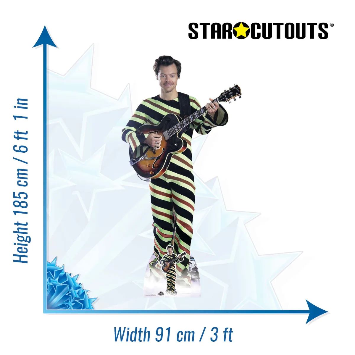 CS1013 Harry Styles 'Smile & Guitar' (English Singer Songwriter) Lifesize + Mini Cardboard Cutout Standee Size
