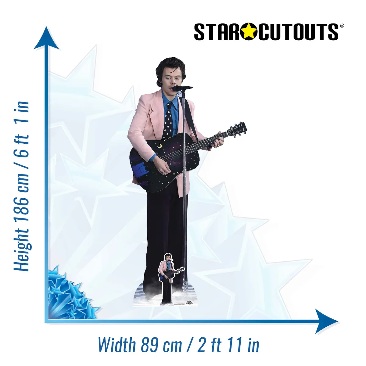 CS1026 Harry Styles 'Pink Shirt' (English Singer Songwriter) Lifesize + Mini Cardboard Cutout Standee Size