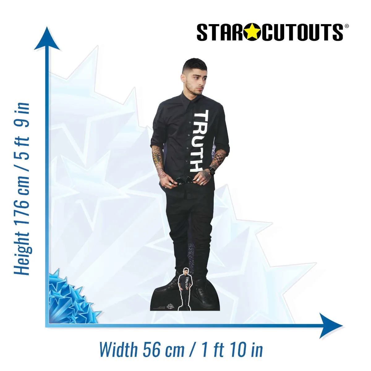 CS997 Zayn Malik 'Black Outfit' (British Singer) Lifesize + Mini Cardboard Cutout Standee Size