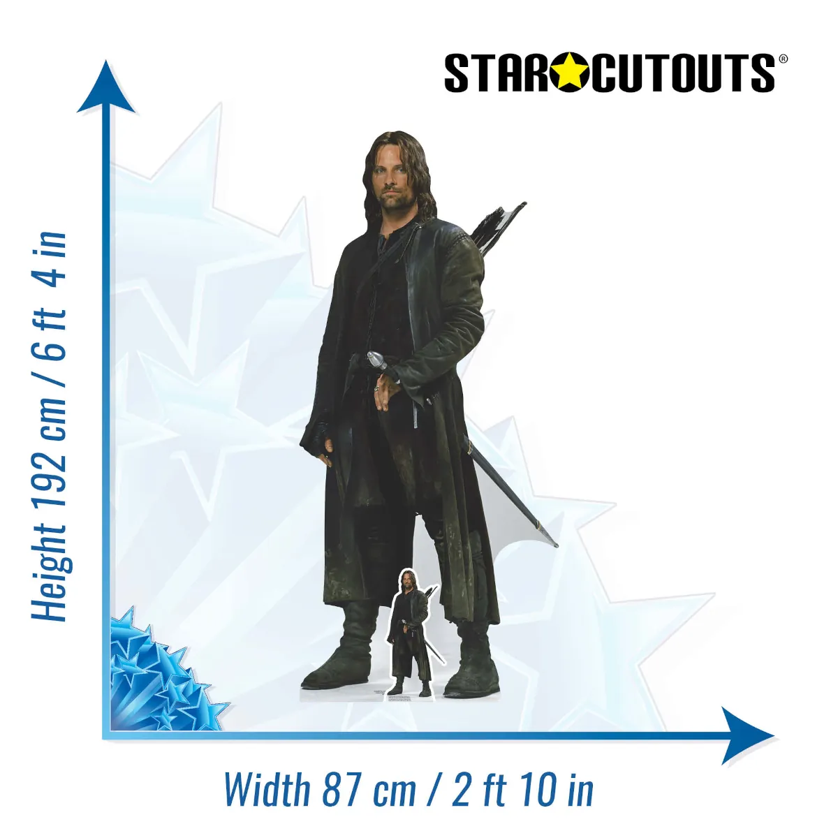 SC4130 Aragorn (The Lord of the Rings) Official Lifesize + Mini Cardboard Cutout Standee Size