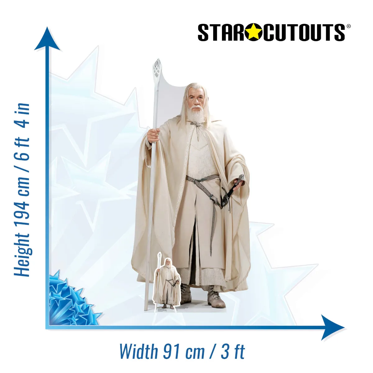 SC4132 Gandalf (The Lord of the Rings) Official Lifesize + Mini Cardboard Cutout Standee Size