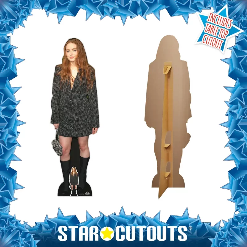 CS1016 Sadie Sink 'Jacket & Skirt' (American Actress) Lifesize + Mini Cardboard Cutout Standee Frame