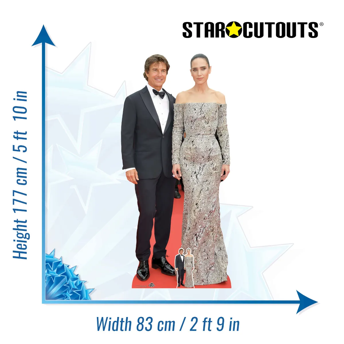 CS1019 Tom Cruise & Jennifer Connelly (Red Carpet) Lifesize + Mini Cardboard Cutout Standee Size