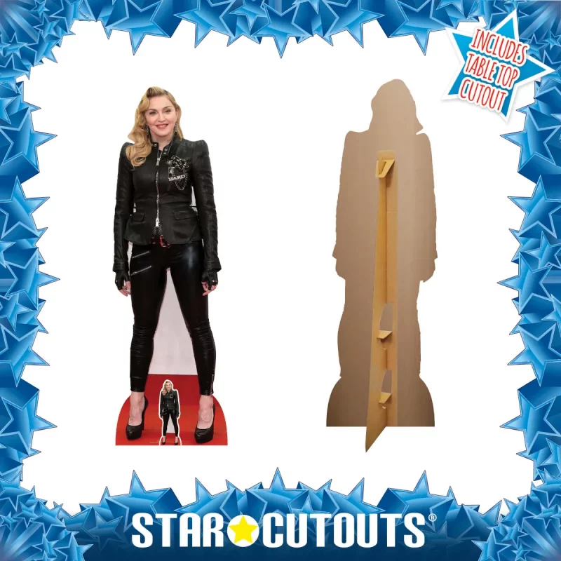 CS1030 Madonna 'Black Leather' (American Singer Songwriter) Lifesize + Mini Cardboard Cutout Standee Frame