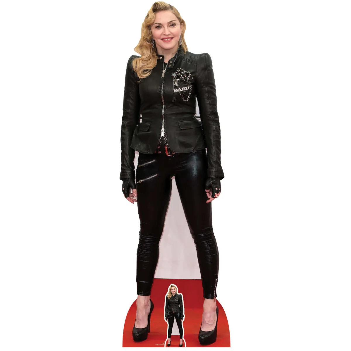 CS1030 Madonna 'Black Leather' (American Singer Songwriter) Lifesize + Mini Cardboard Cutout Standee Front