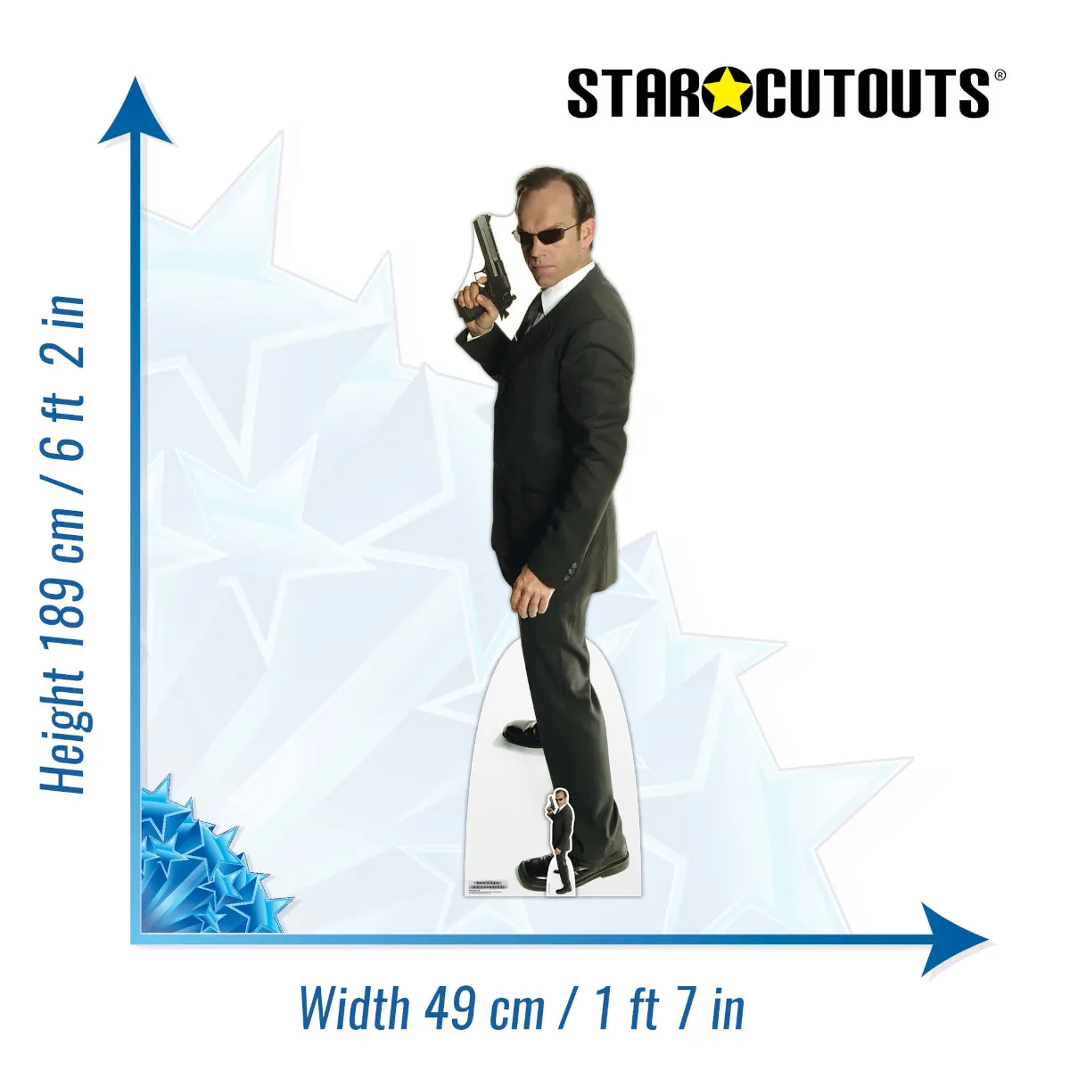 SC4116 Agent Smith 'Hugo Weaving' (The Matrix Reloaded) Lifesize + Mini Cardboard Cutout Standee Size
