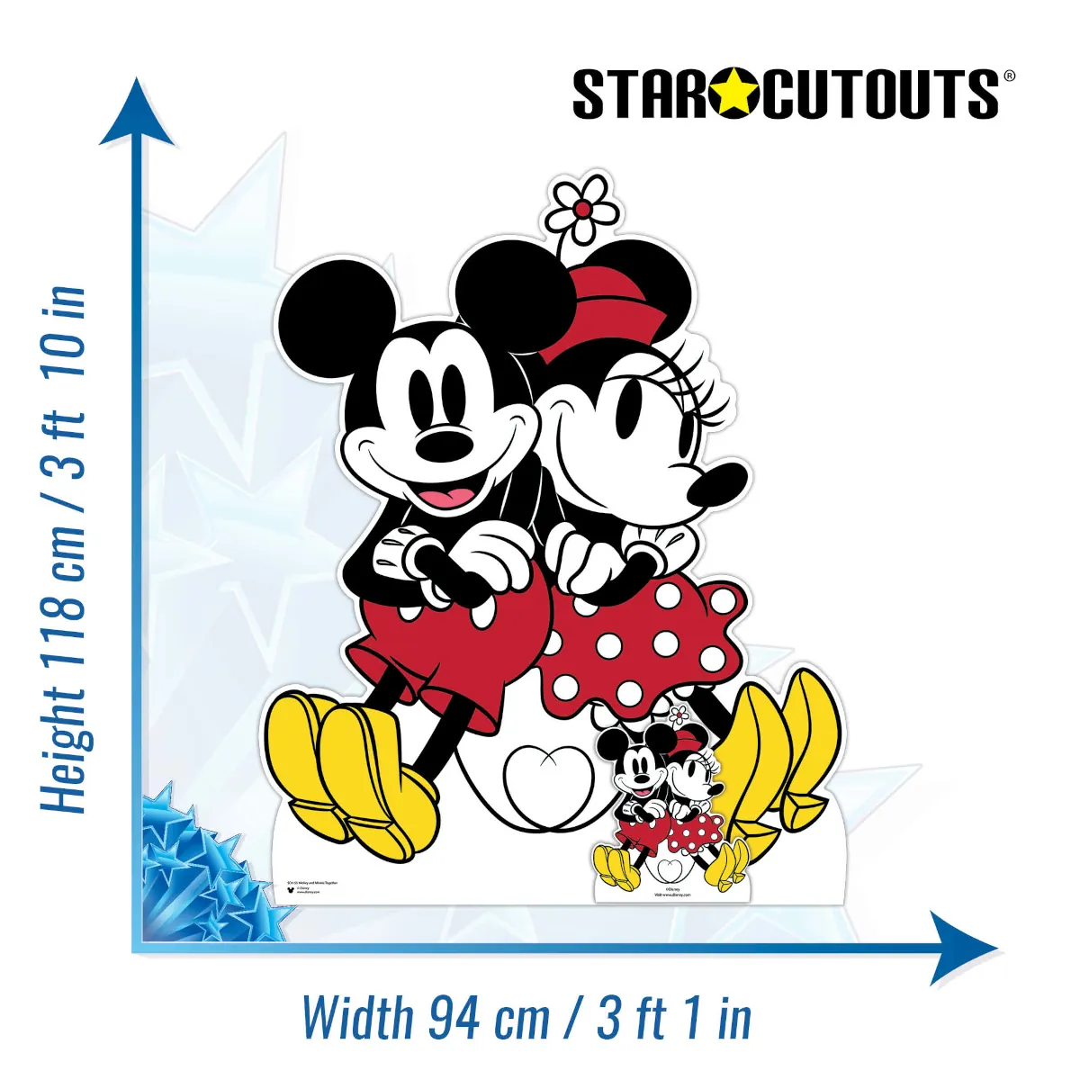 SC4155 Mickey & Minnie Mouse 'Cute Couple' (Disney) Lifesize + Mini Cardboard Cutout Standee Size