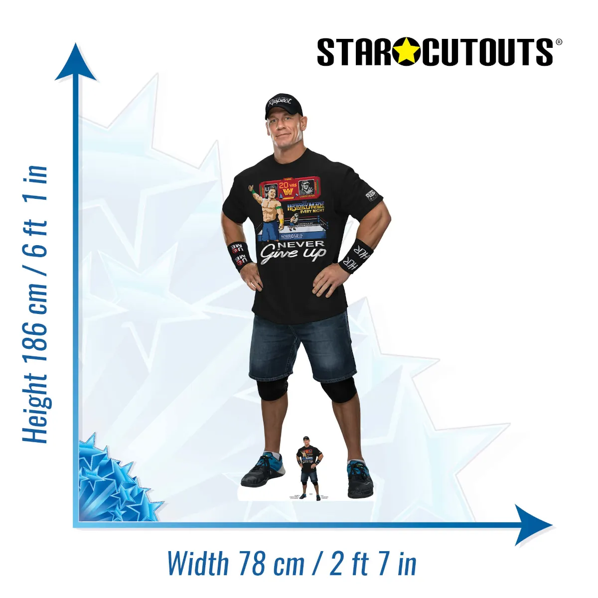 SC4158 John Cena 'Black Outfit' (WWE) Official Lifesize + Mini Cardboard Cutout Standee Size