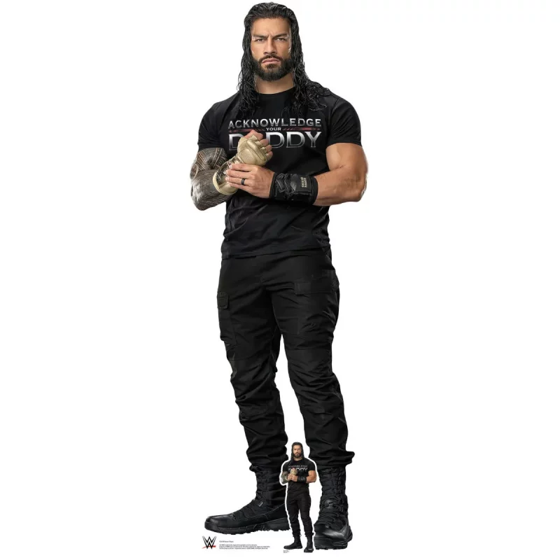 SC4159 Roman Reigns 'Black Outfit' (WWE) Official Lifesize + Mini Cardboard Cutout Standee Front