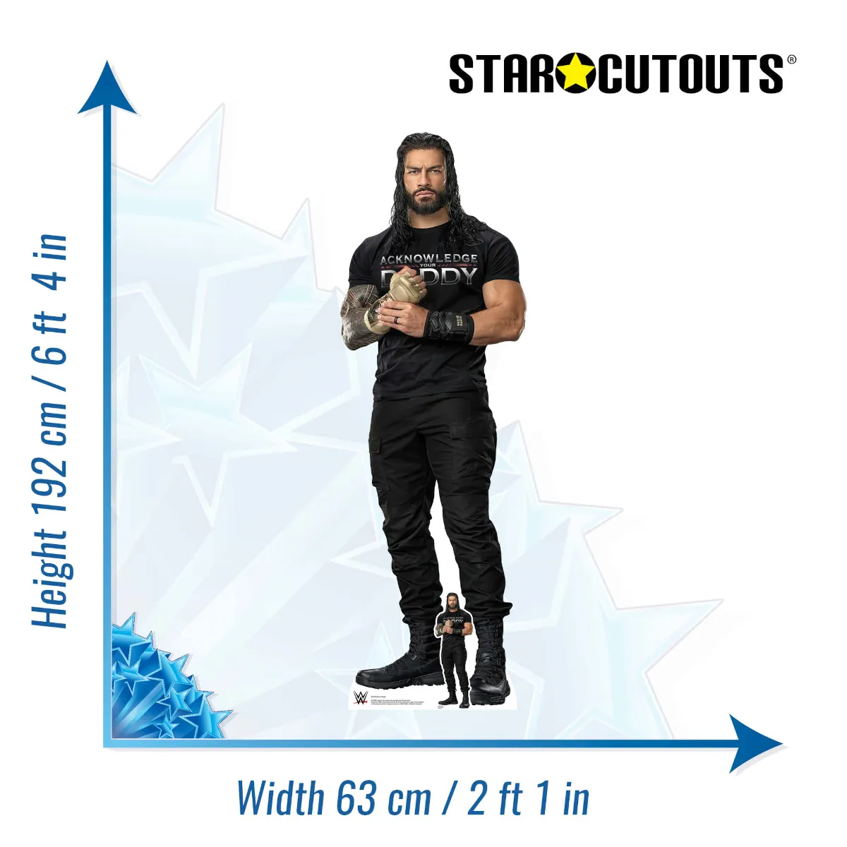 SC4159 Roman Reigns 'Black Outfit' (WWE) Official Lifesize + Mini Cardboard Cutout Standee Size