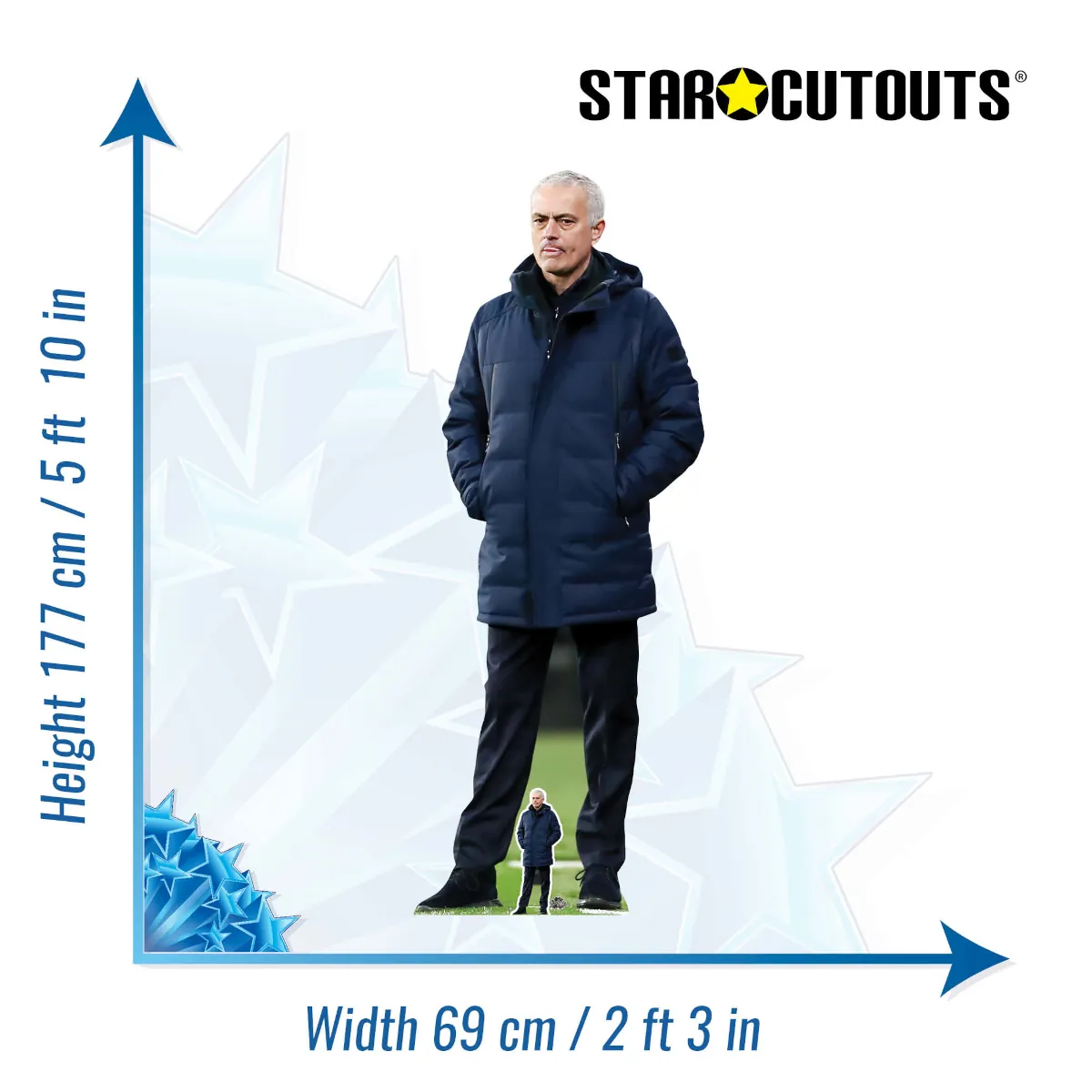 CS1037 Jose Mourinho (Portuguese Football Manager) Lifesize + Mini Cardboard Cutout Standee Size