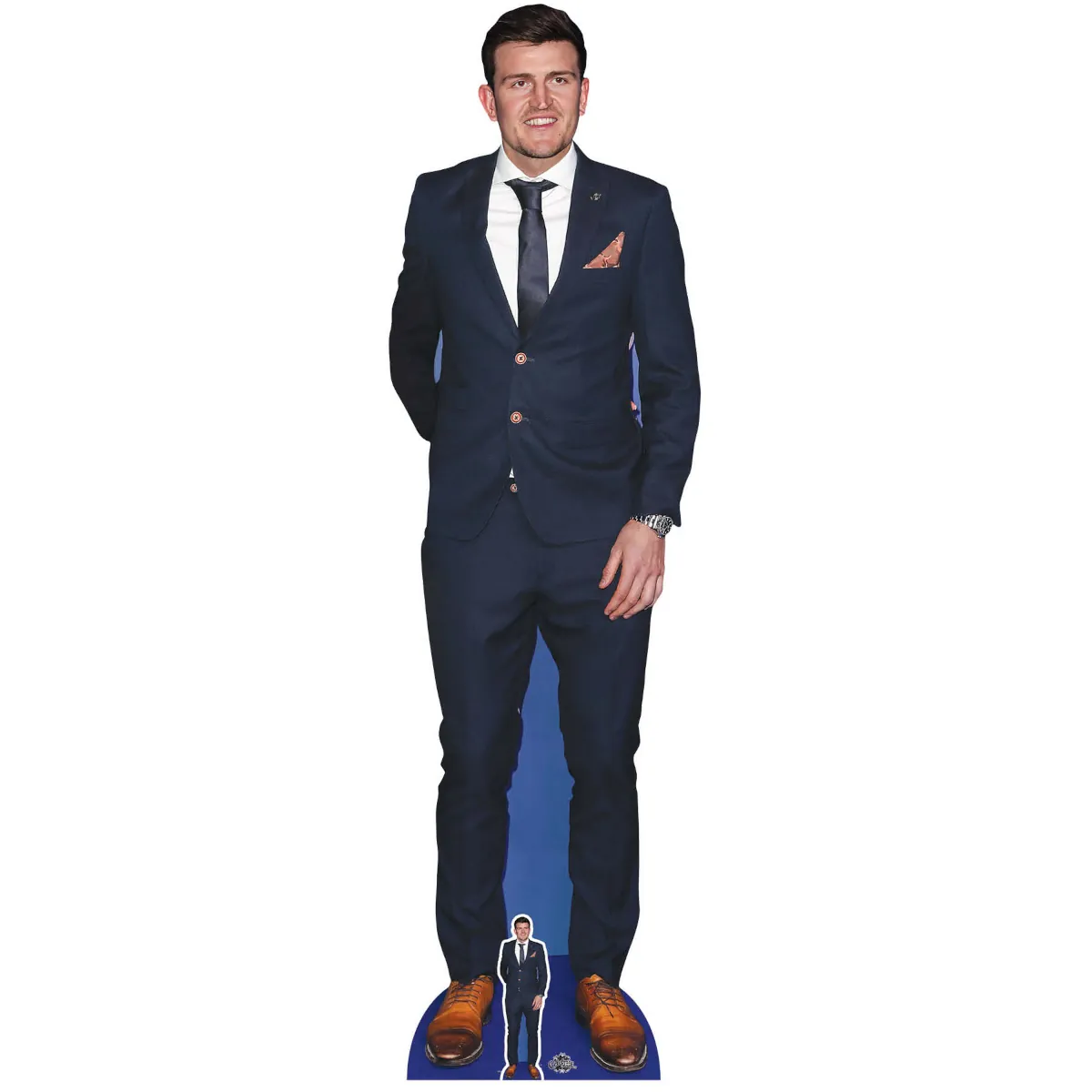 CS1046 Harry Maguire 'Blue Suit' (English Footballer) Lifesize + Mini Cardboard Cutout Standee Front