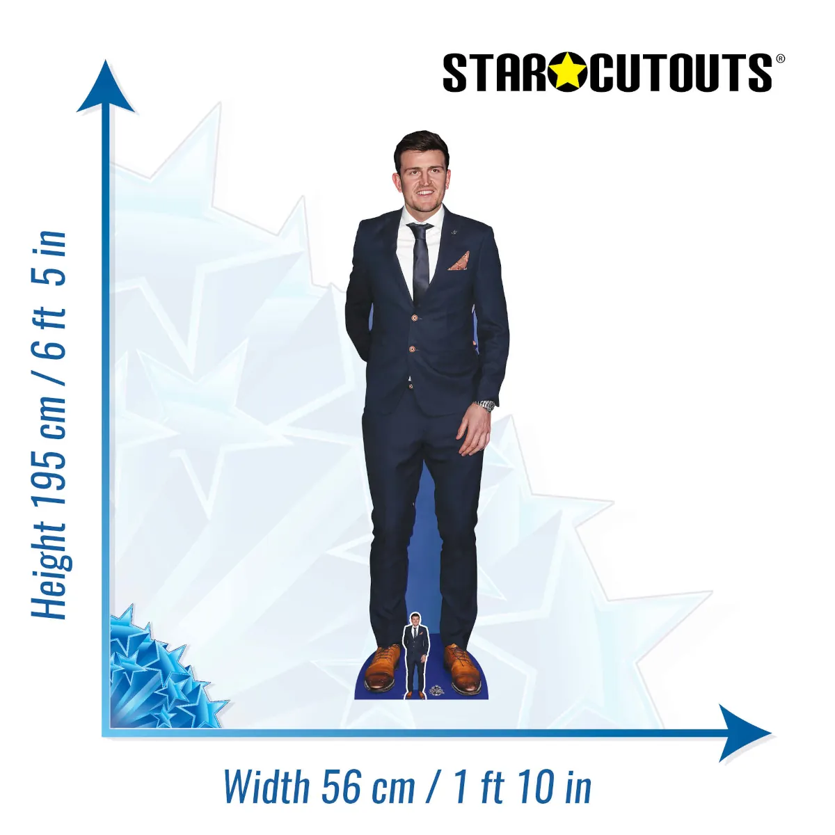 CS1046 Harry Maguire 'Blue Suit' (English Footballer) Lifesize + Mini Cardboard Cutout Standee Size