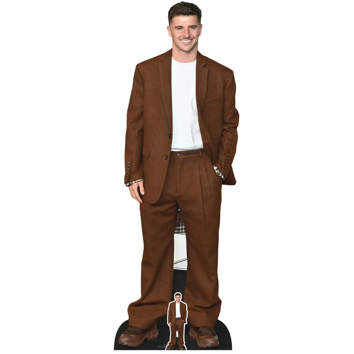 CS1047 Mason Mount 'Brown Suit' (English Footballer) Lifesize + Mini Cardboard Cutout Standee Front