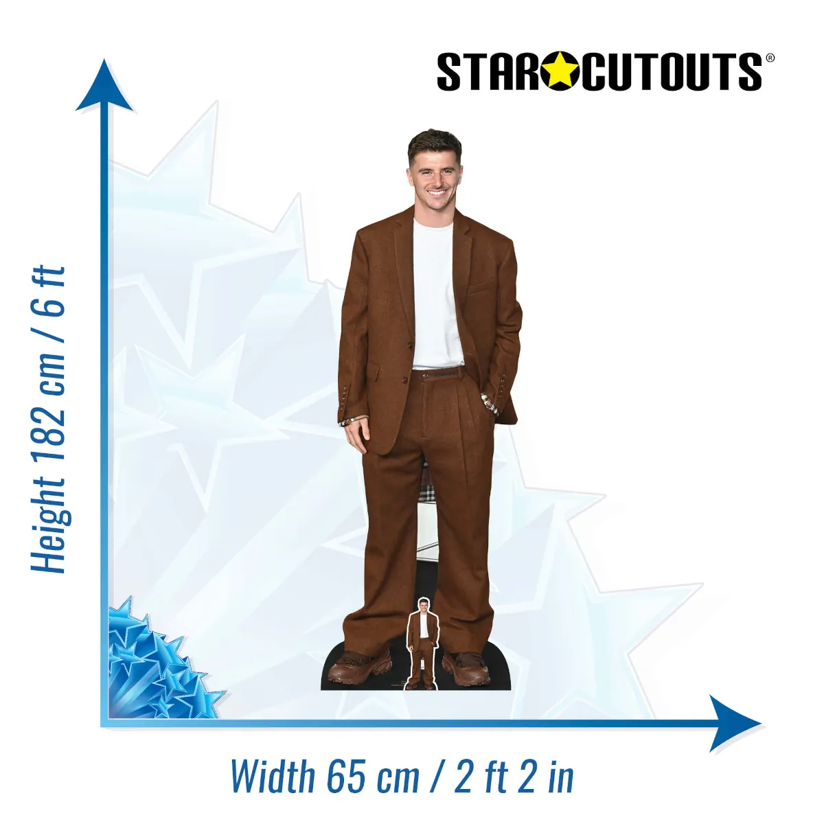 CS1047 Mason Mount 'Brown Suit' (English Footballer) Lifesize + Mini Cardboard Cutout Standee Size