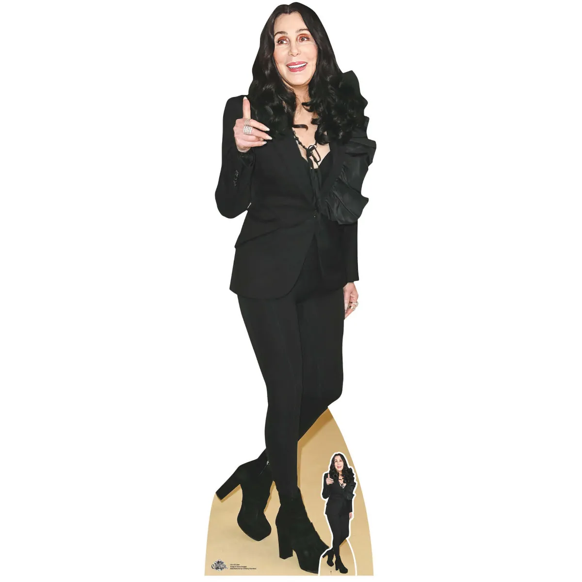 CS1184 Cher 'Thumbs Up' (American Singer) Lifesize + Mini Cardboard Cutout Standee Front