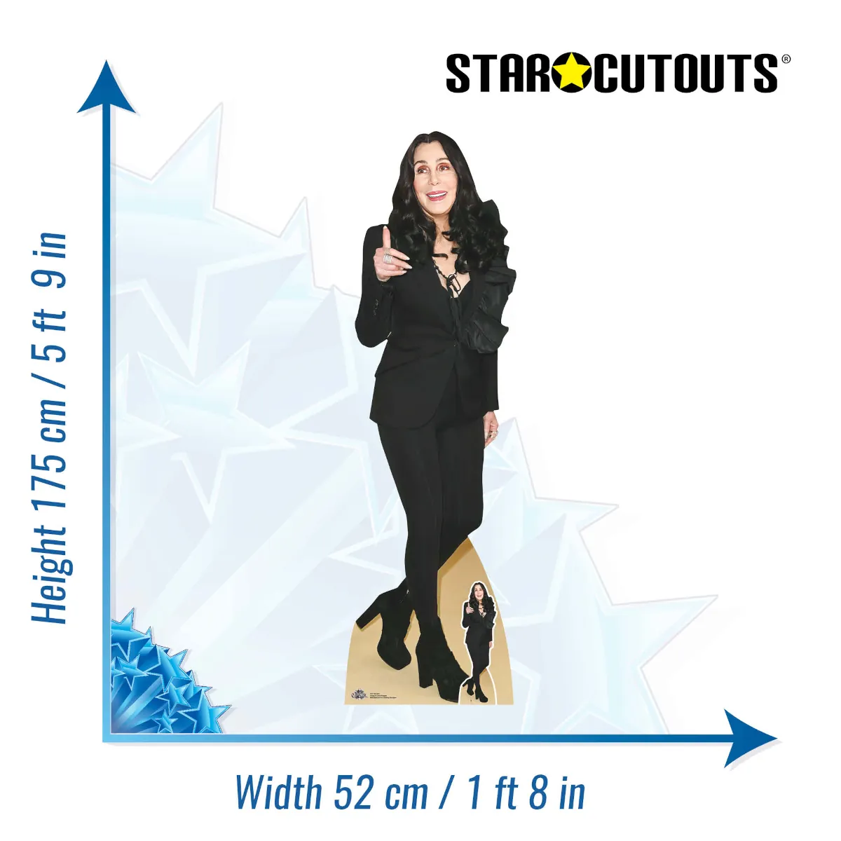 CS1184 Cher 'Thumbs Up' (American Singer) Lifesize + Mini Cardboard Cutout Standee Size