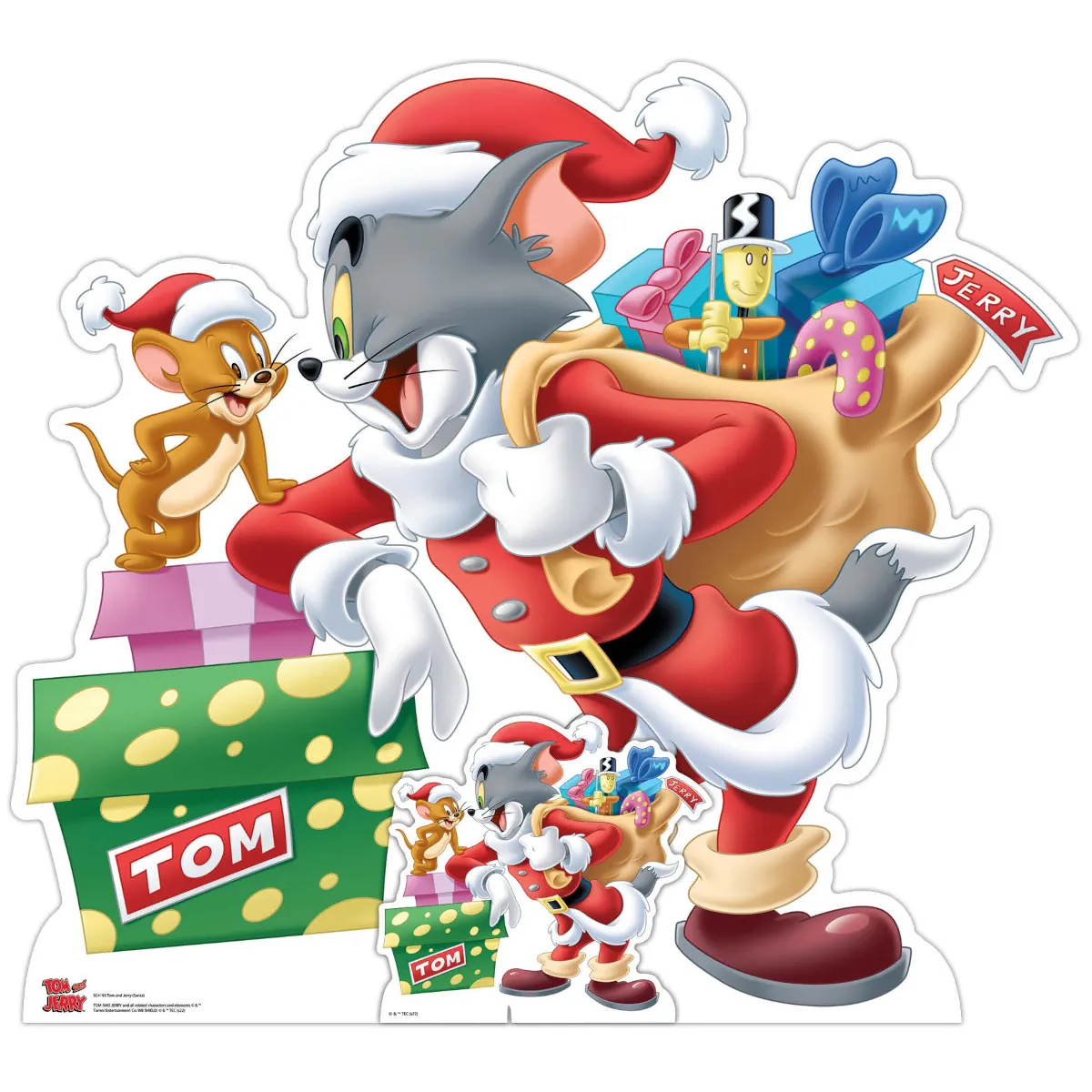 SC4193 Tom and Jerry 'Merry Christmas' Official Small + Mini Cardboard Cutout Standee Front