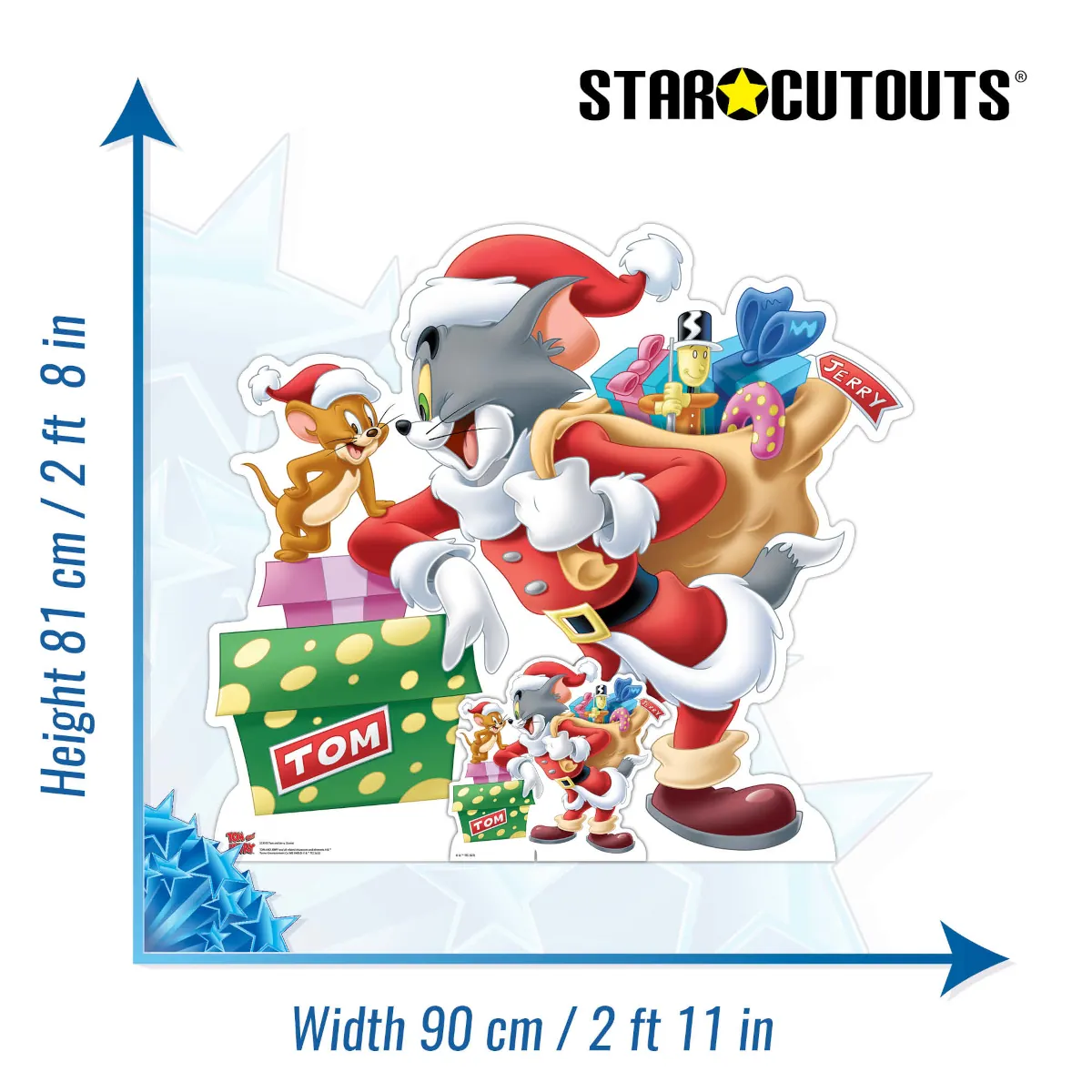 SC4193 Tom and Jerry 'Merry Christmas' Official Small + Mini Cardboard Cutout Standee Size
