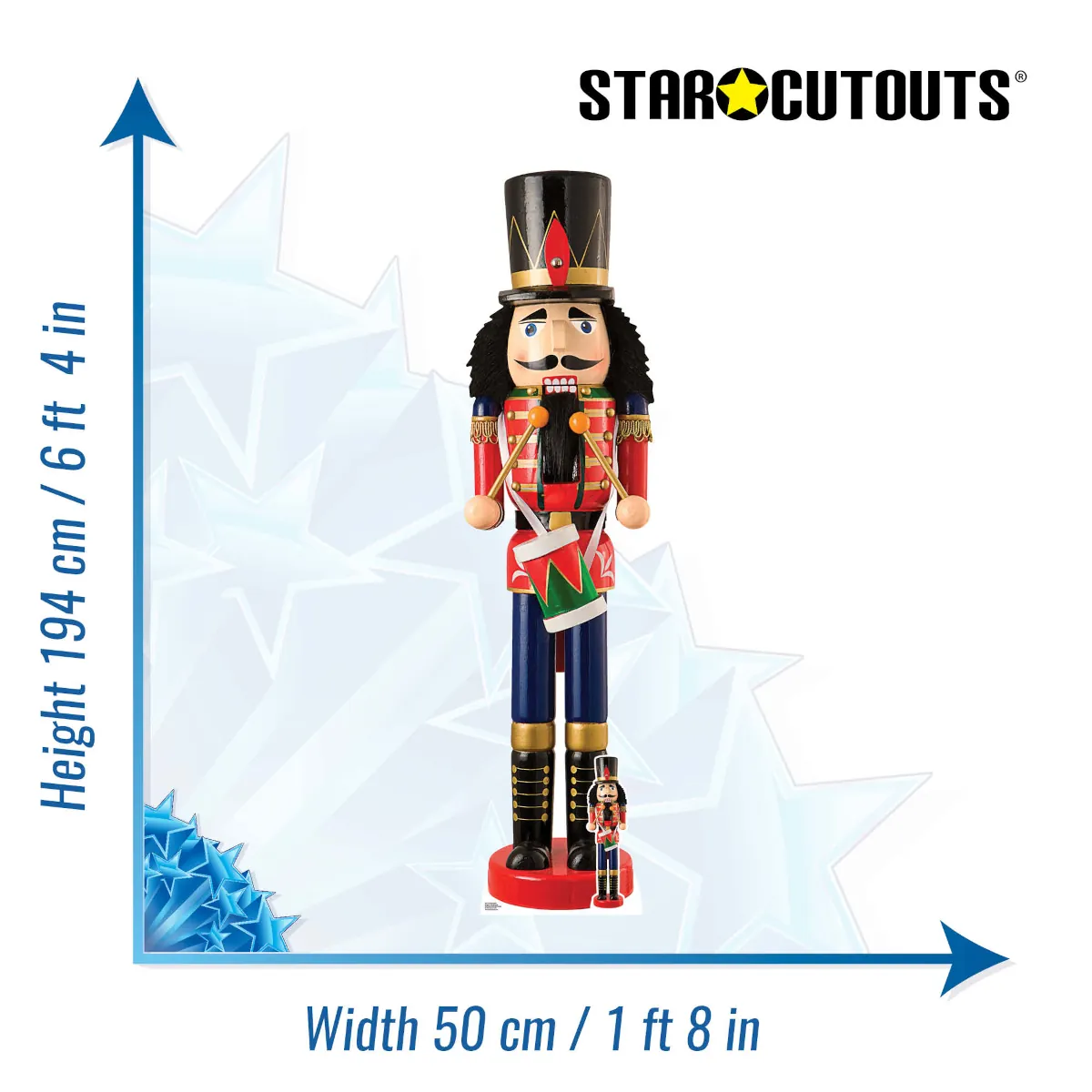 SC4197 Christmas Nutcracker Toy Doll Lifesize + Mini Cardboard Cutout Standee Size