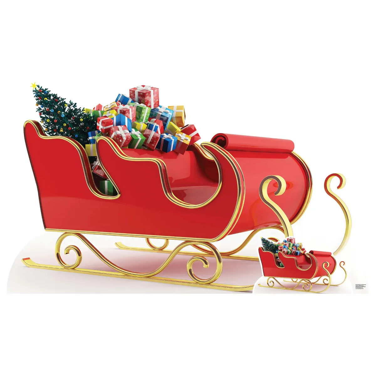 SC4198 Christmas Santa Sleigh with Presents Large + Mini Cardboard Cutout Standee Front