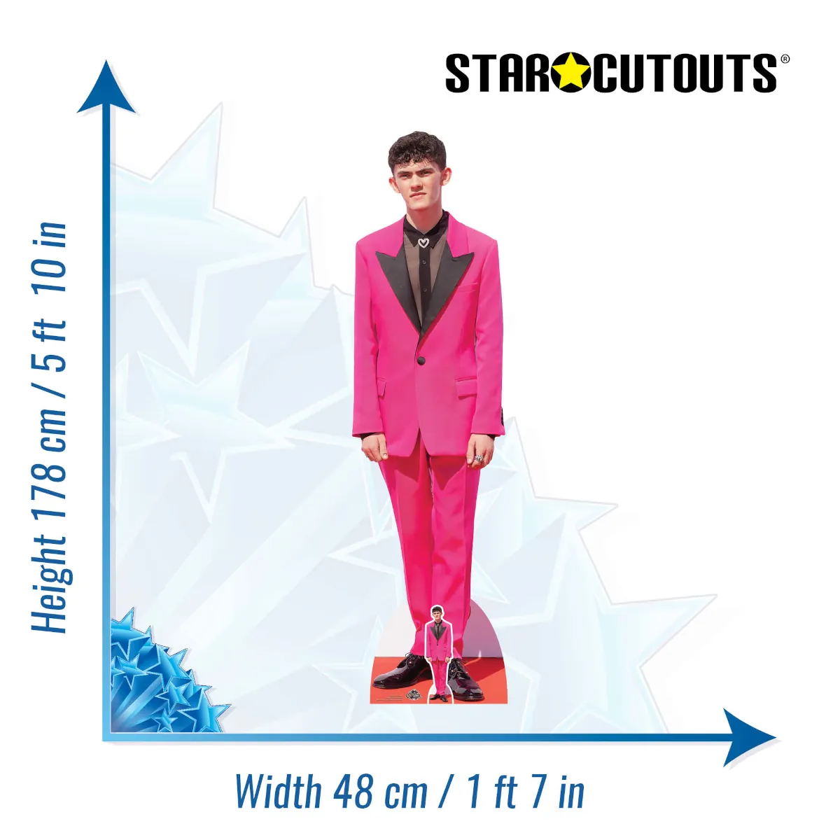CS1040 Joe Locke 'Pink Suit' (English Actor) Lifesize + Mini Cardboard Cutout Standee Size