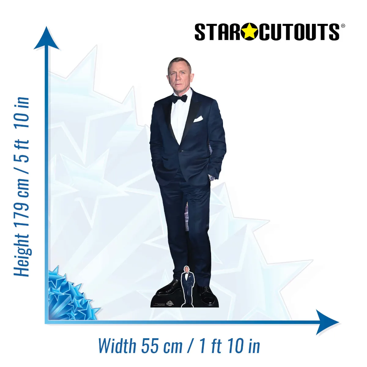 CS1050 Daniel Craig 'Black Suit' (English Actor) Lifesize + Mini Cardboard Cutout Standee Size