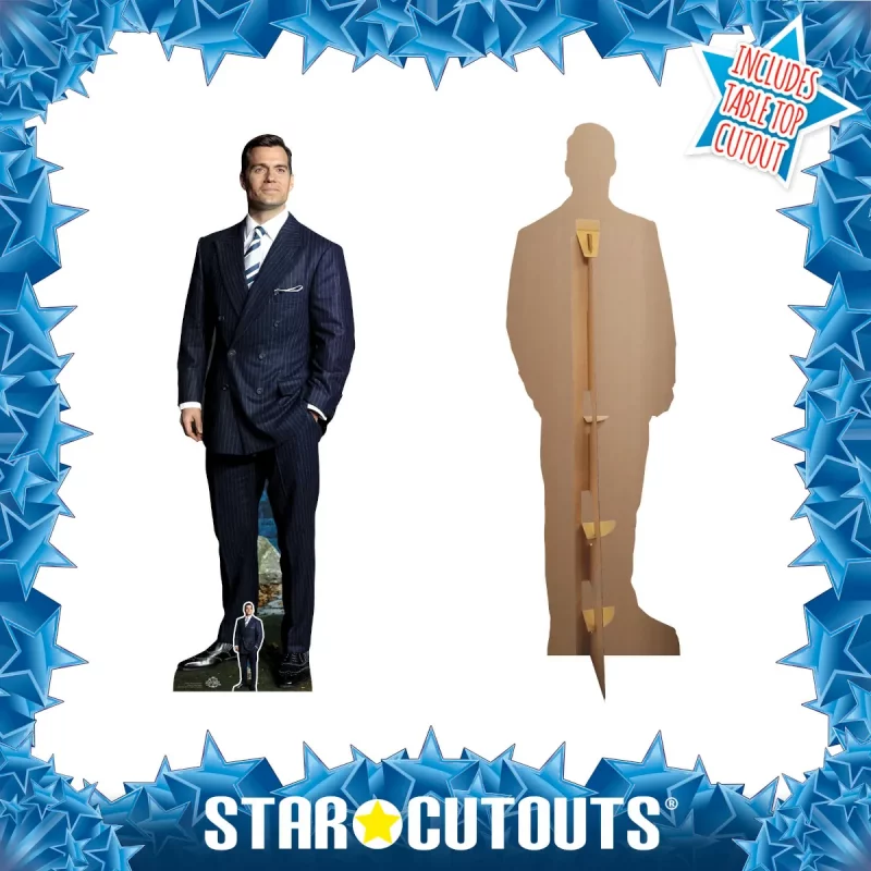CS1051 Henry Cavill 'Black Suit' (British Actor) Lifesize + Mini Cardboard Cutout Standee Frame