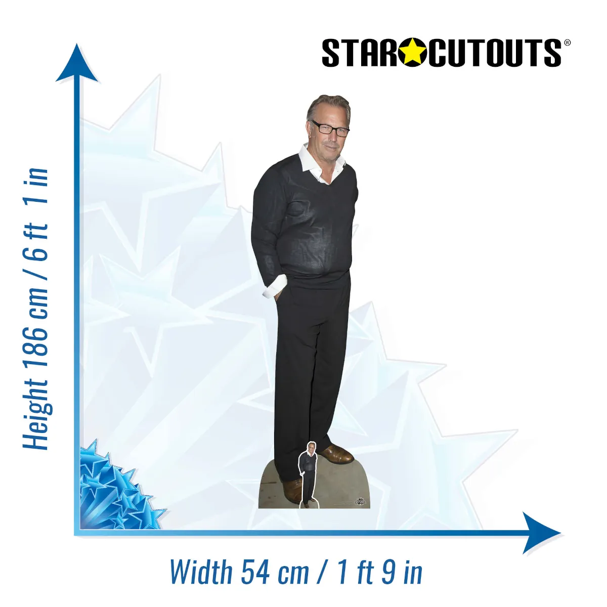 CS1052 Kevin Costner (American Actor) Lifesize + Mini Cardboard Cutout Standee Size