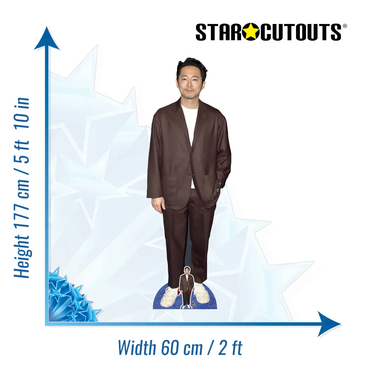 CS1060 Steven Yeun 'Brown Suit' (South Korean American Actor) Lifesize + Mini Cardboard Cutout Standee Size