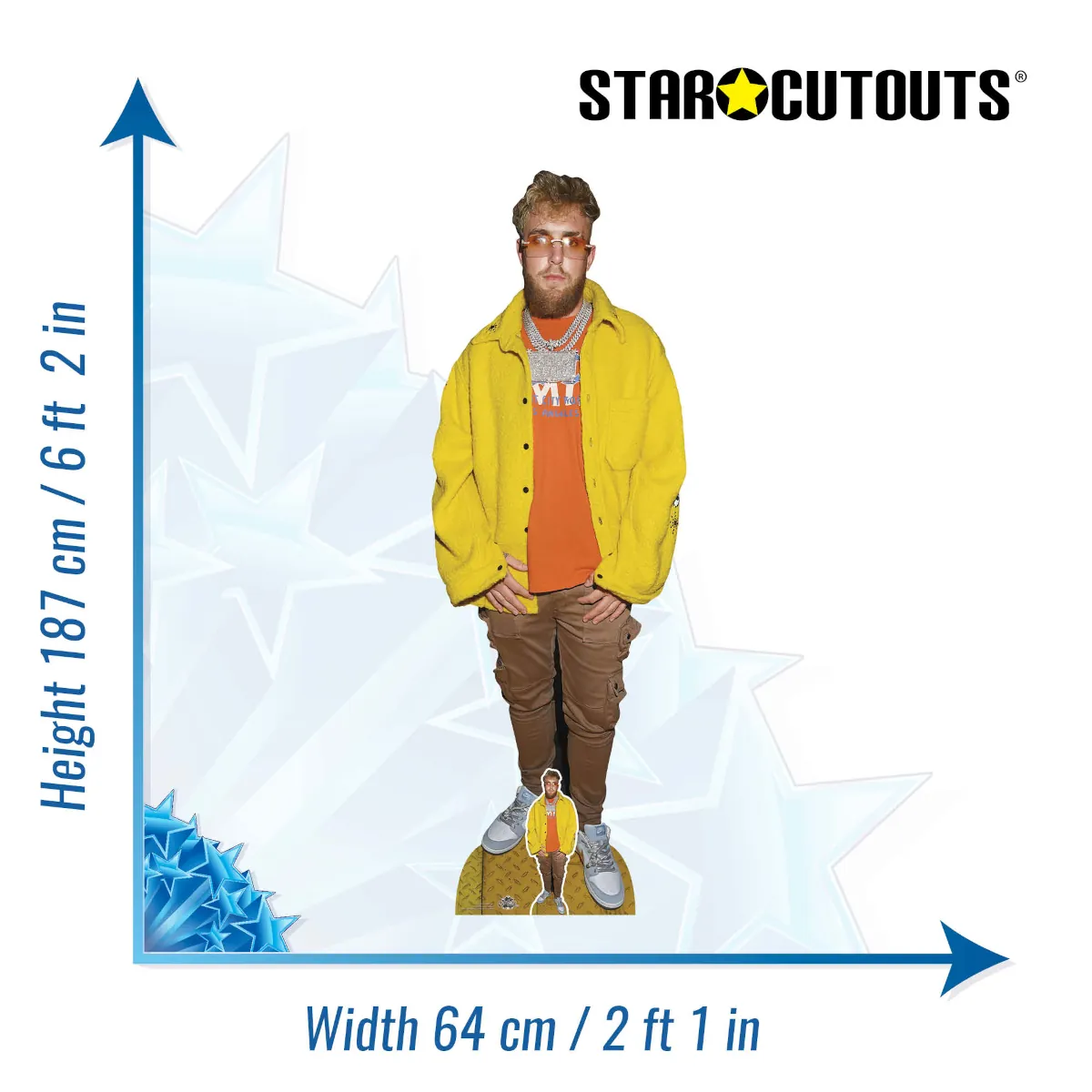 CS1069 Jake Paul 'Yellow Jacket' (American Media Personality) Lifesize + Mini Cardboard Cutout Standee Size