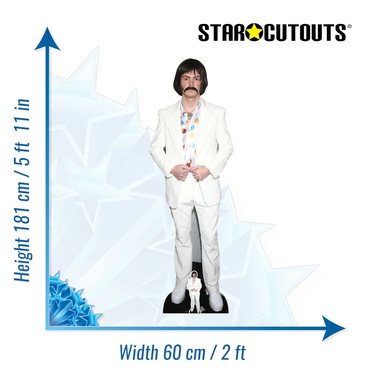 CS1076 Evan Peters 'White Suit' (American Actor) Lifesize + Mini Cardboard Cutout Standee Size