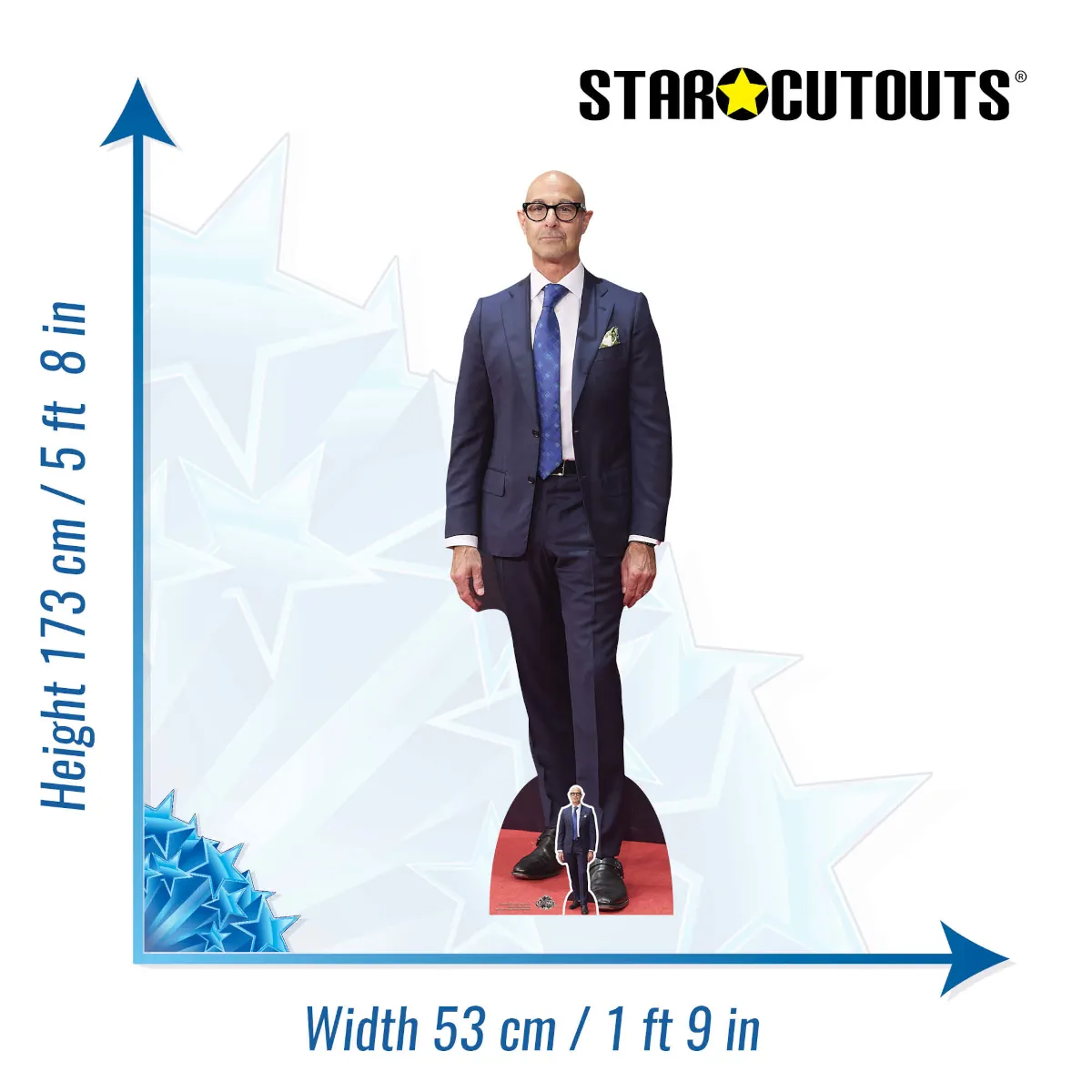 CS1078 Stanley Tucci 'Blue Suit' (American Actor) Lifesize + Mini Cardboard Cutout Standee Size