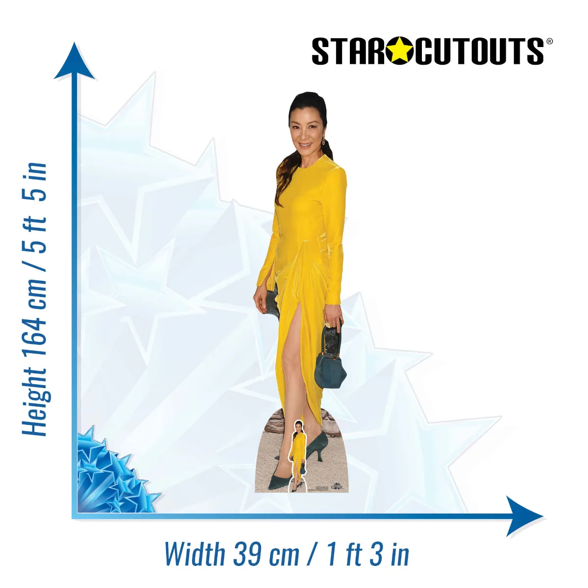 CS1079 Michelle Yeoh 'Yellow Dress' (Malaysian Actress) Lifesize + Mini Cardboard Cutout Standee Size