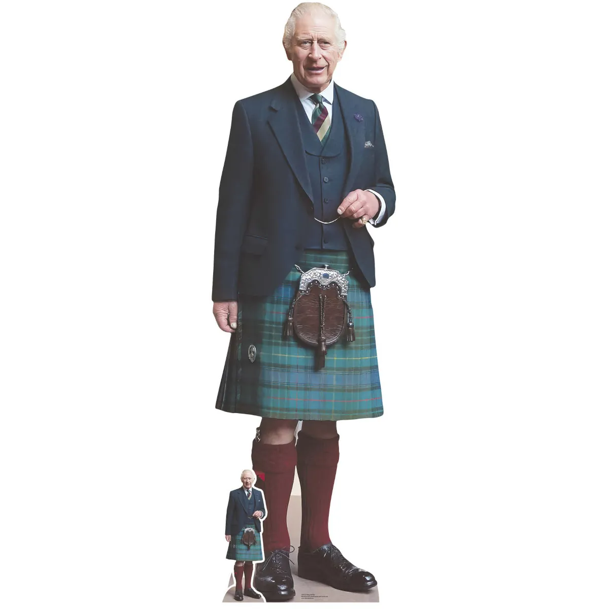 SC4212 King Charles III 'Wearing Kilt' (British Royal) Lifesize + Mini Cardboard Cutout Standee Front