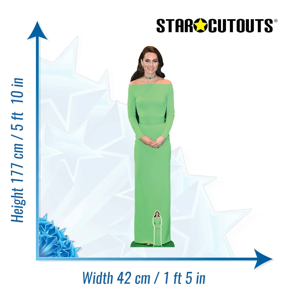 SC4214 Catherine Princess of Wales 'Green Dress' (British Royal) Lifesize + Mini Cardboard Cutout Standee Size