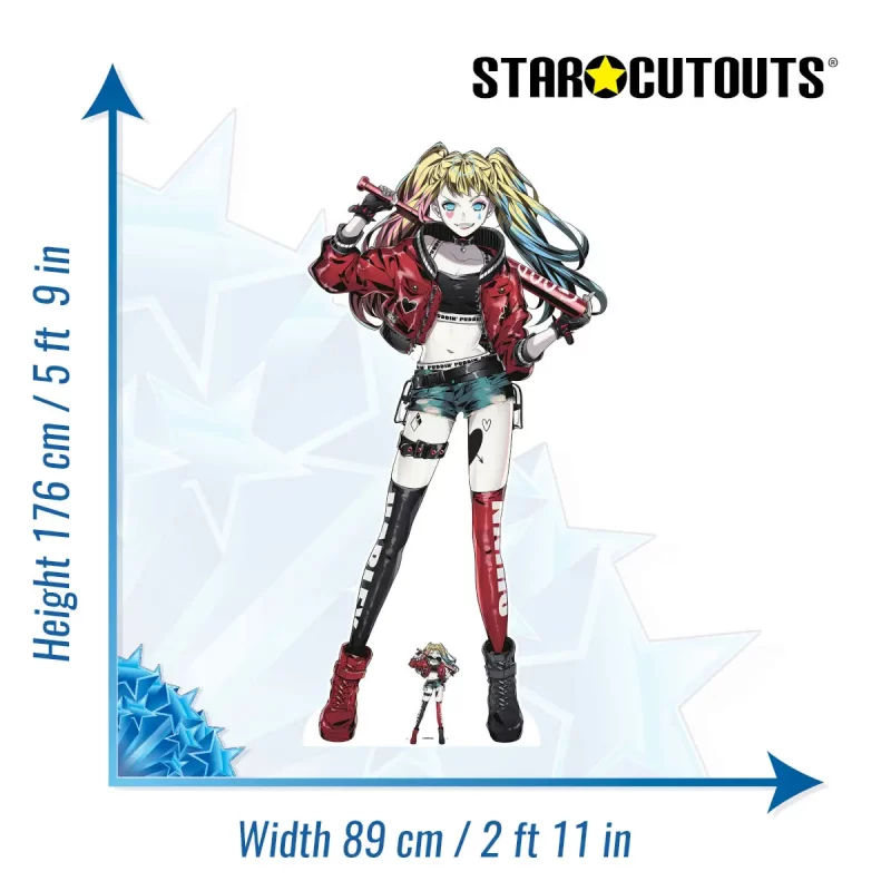 Harley Quinn Anime Style DC Comics Official Lifesize + Mini Cardboard Cutout Size