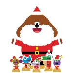 Hey Duggee Christmas Official Large Cardboard Cutout & The Squirrel Club 5 Mini Cutout Pack Front
