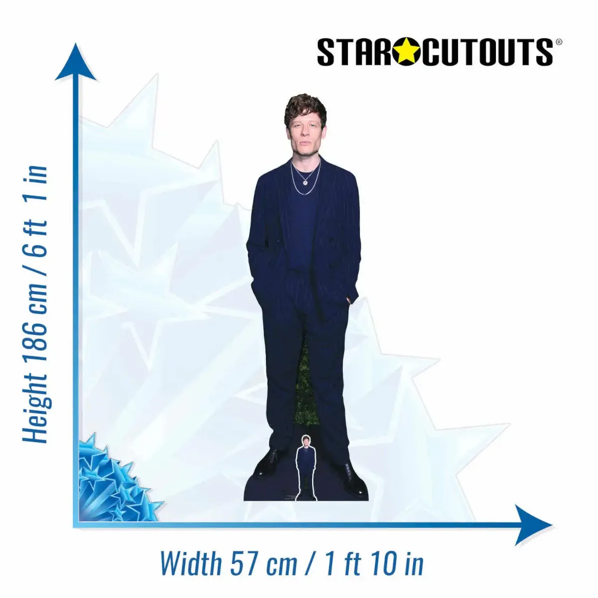 James Norton Blue Suit English Actor Lifesize + Mini Cardboard Cutout Standee Size