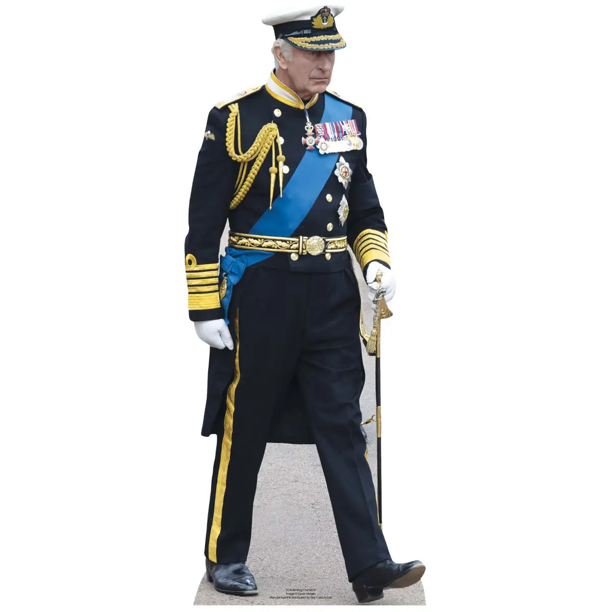 King Charles III Marching Uniform British Royal Mini Cardboard Cutout Front
