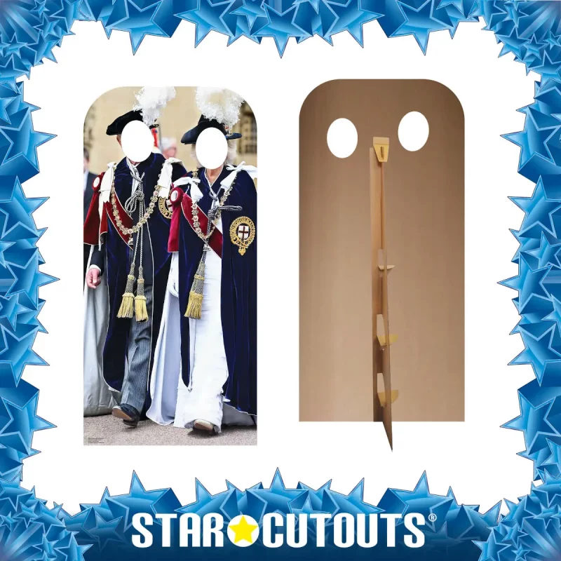 King Charles III & Queen Camilla Garter Lifesize Stand-In Cardboard Cutout Frame